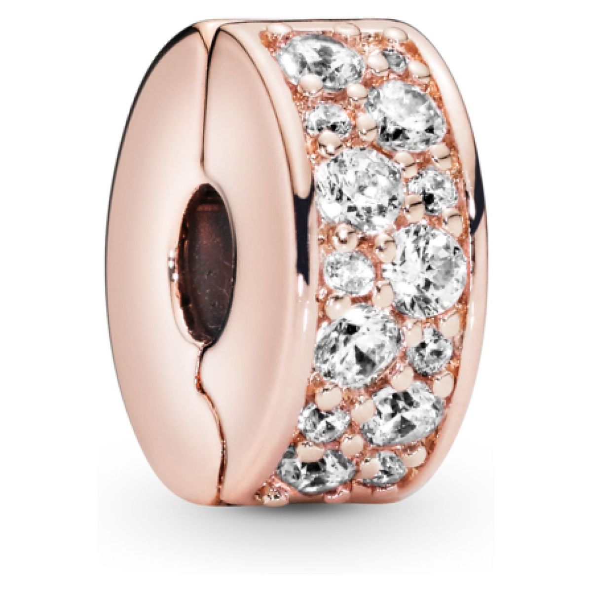 PANDORA - Clip Pandora Pavé Transparente Recubrimiento en Oro Rosa