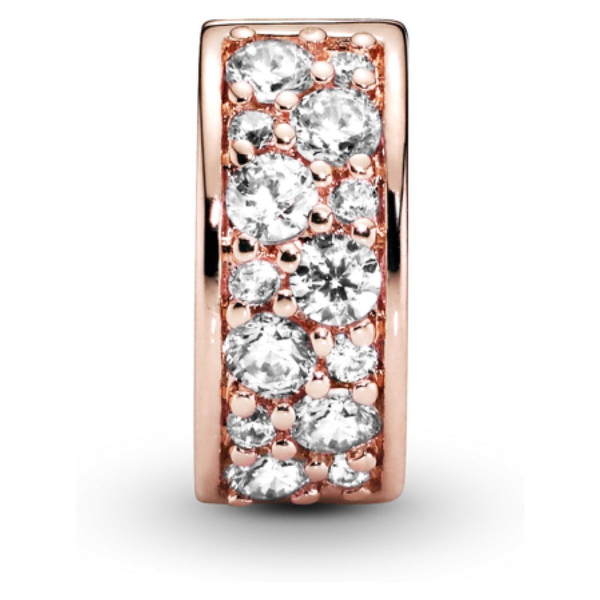 PANDORA - Clip Pandora Pavé Transparente Recubrimiento en Oro Rosa