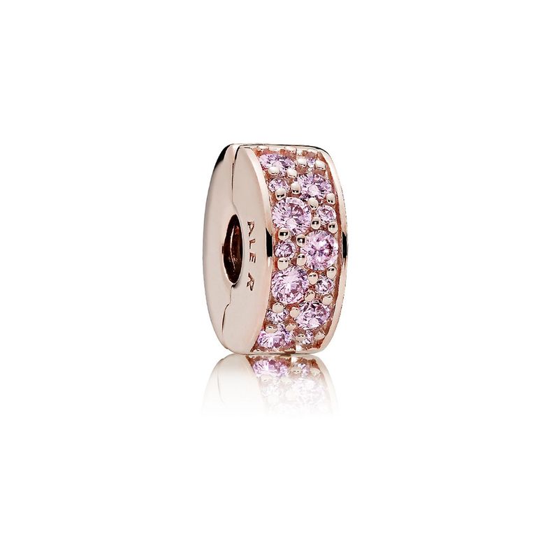 PANDORA - Clip Pandora Pavé Rosa Recubrimiento en Oro Rosa