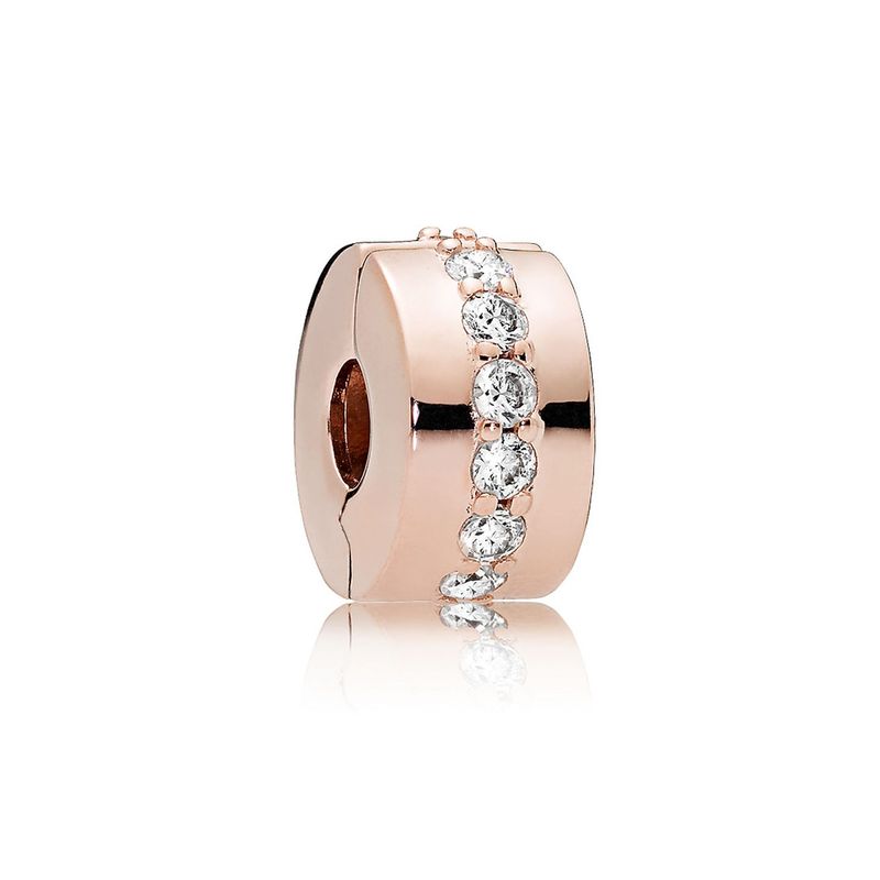 PANDORA - Charm Pandora Separador Fila Brillante Recubrimiento en Oro Rosa