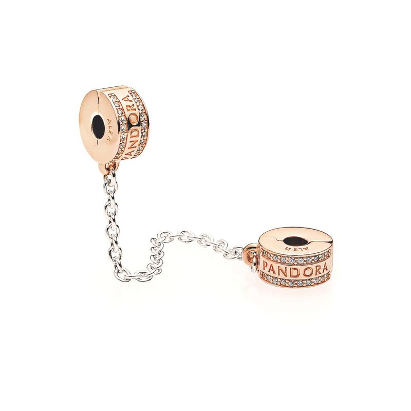PANDORA - Cadena de Seguridad Pandora Logo Plata Esterlina y Recubrimiento en Oro Rosa