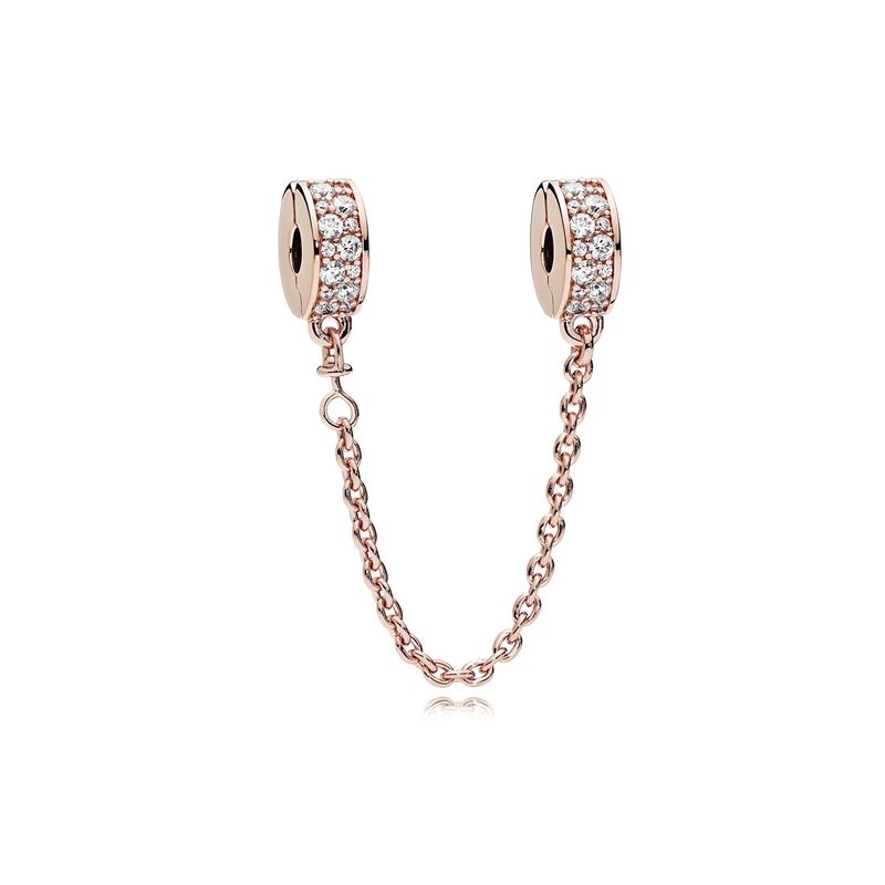 PANDORA - Cadena de seguridad Pandora Elegancia Brillante Recubrimiento en Oro Rosa