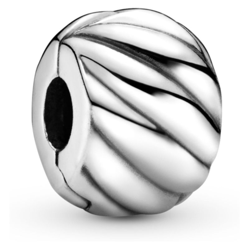 PANDORA - Clip Pandora Plumas Pulidas Plata Esterlina