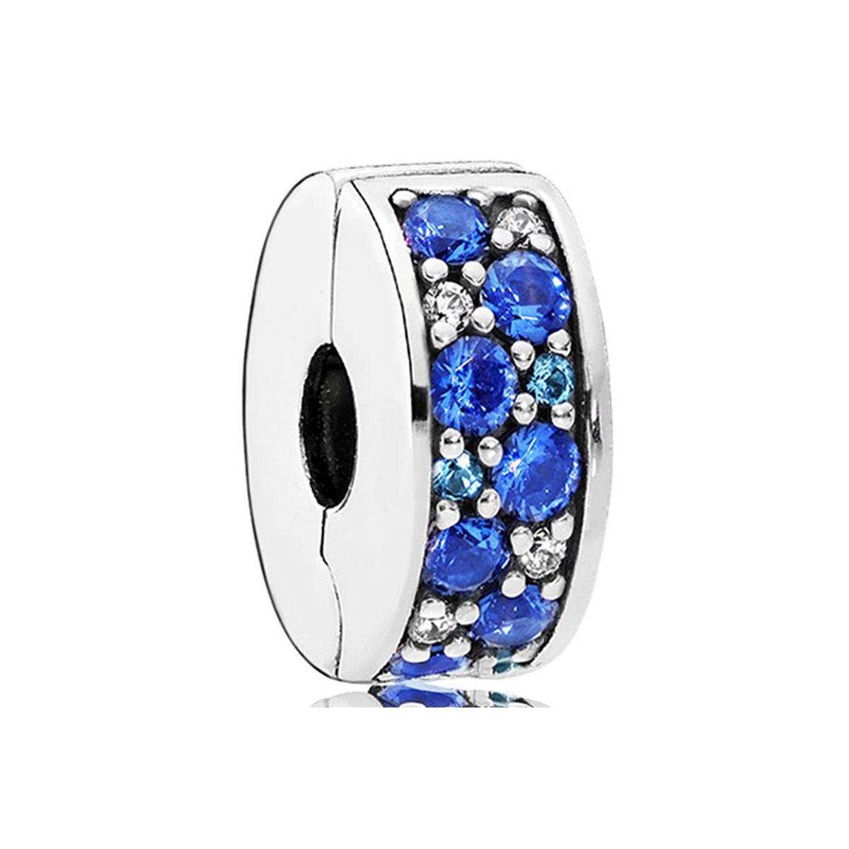 PANDORA - Charm Pandora de Clip Pavé Azul Plata Esterlina