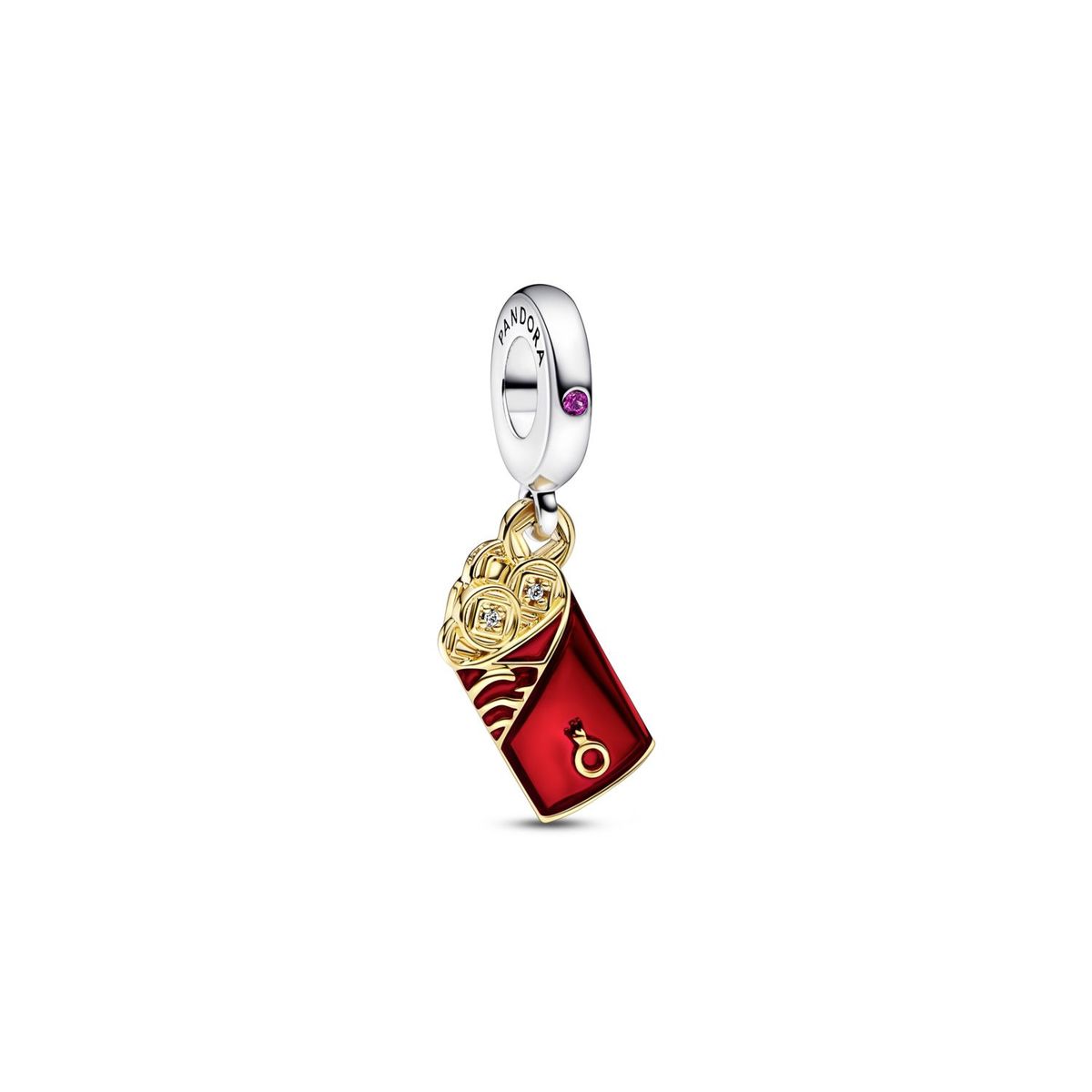 PANDORA - Charm Pandora Sobre Rojo Plata Esterlina y Recubrimiento en Oro