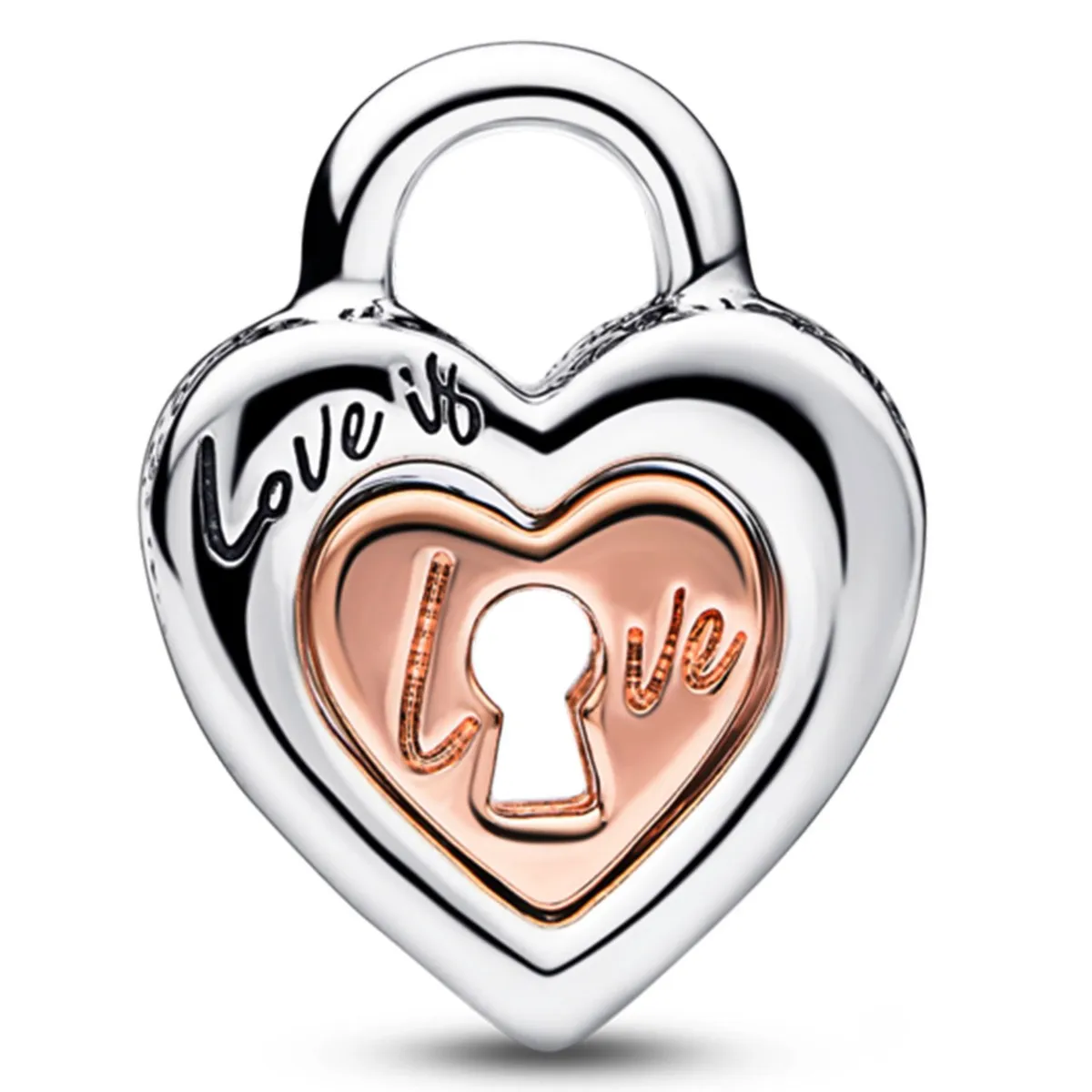 PANDORA - Charm Pandora Candado Corazón Divisible Plata Esterlina y Recubrimiento en Oro Rosa