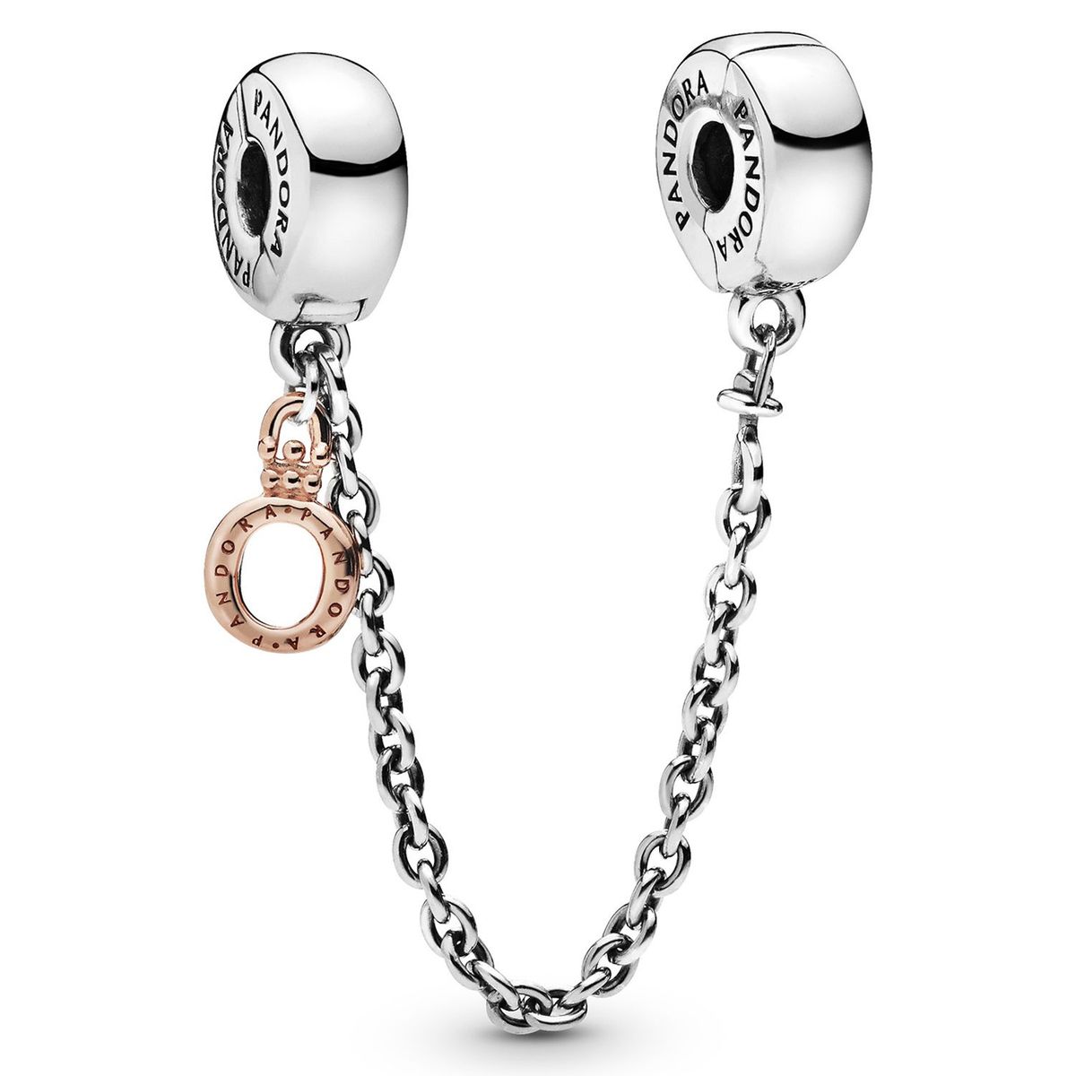 PANDORA - Cadena de seguridad Pandora Corona O colgante Plata Esterlina y Recubrimiento en Oro Rosa