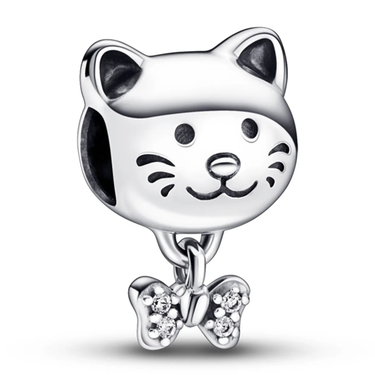 PANDORA - Charm Pandora Mascota Gato y Lazo Plata Esterlina