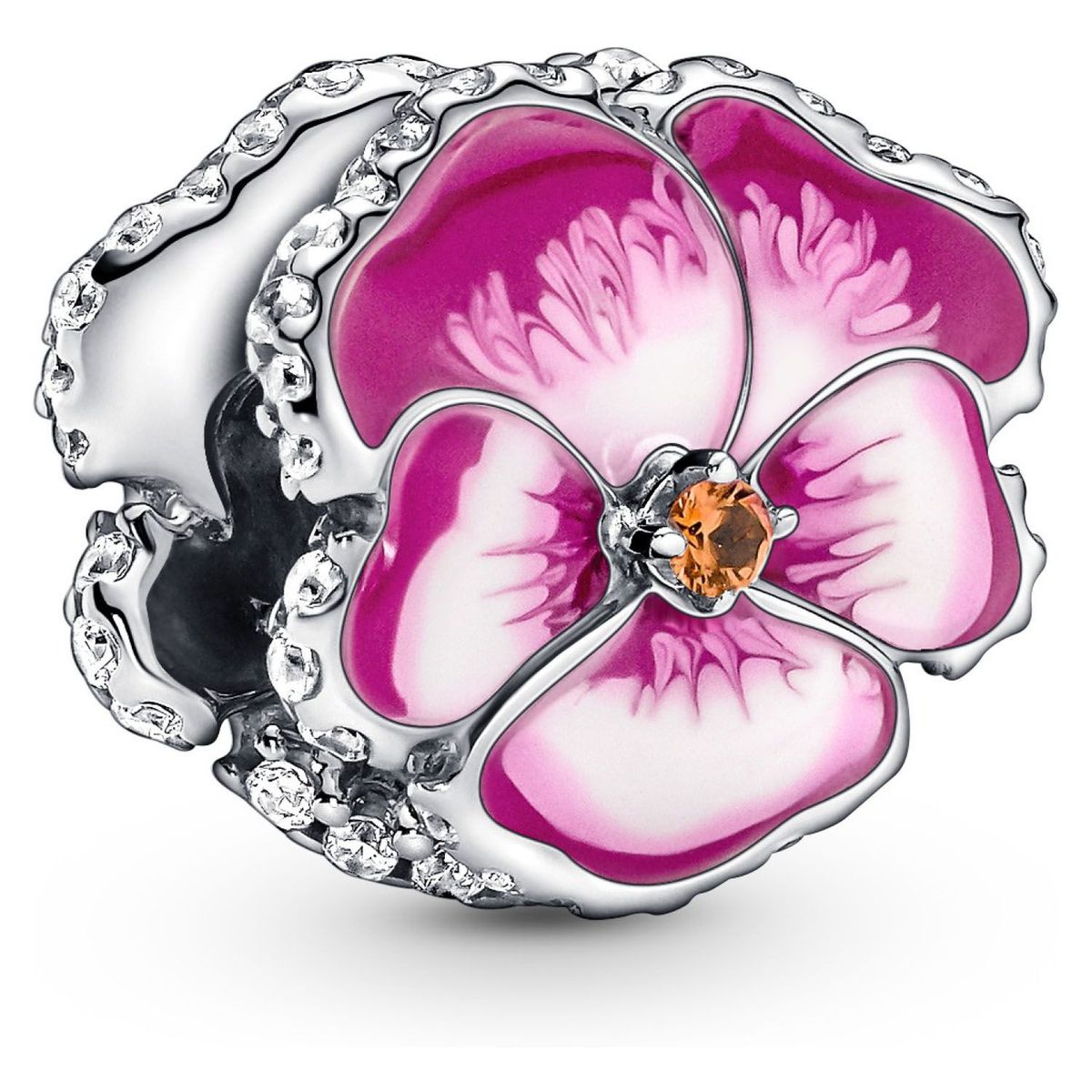 PANDORA - Charm Pandora Flor Pensamiento Rosa Plata Esterlina