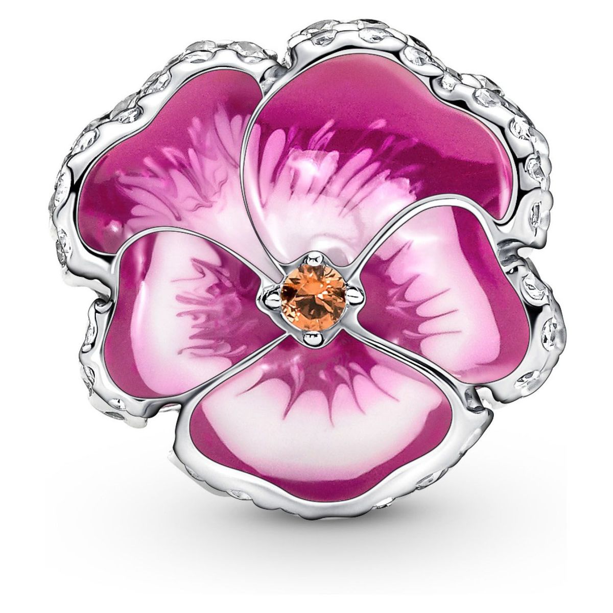 PANDORA - Charm Pandora Flor Pensamiento Rosa Plata Esterlina