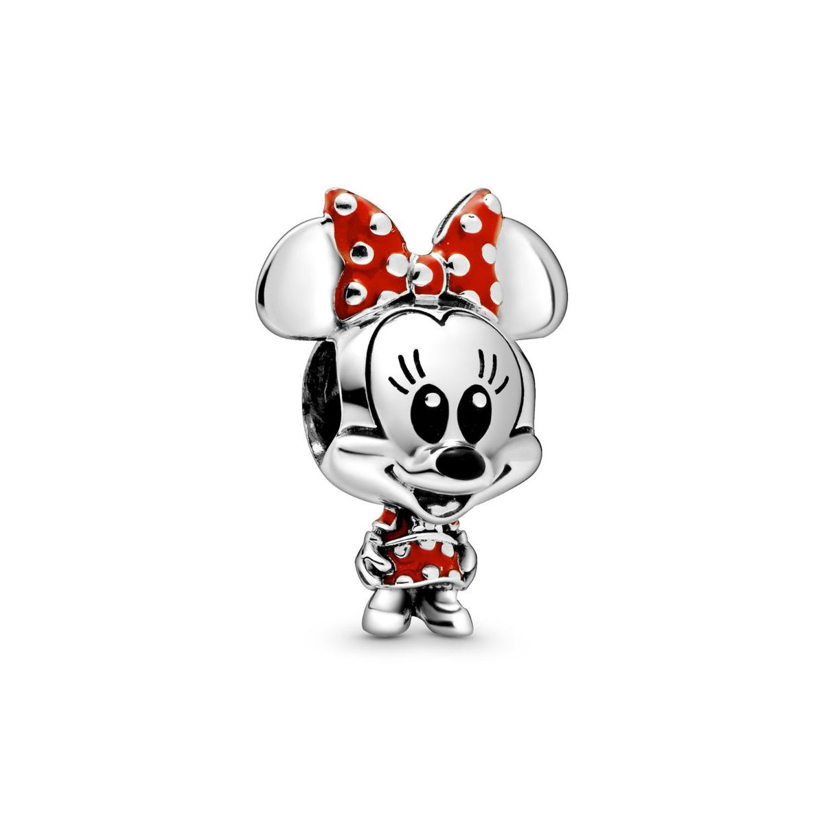 PANDORA - Charm Pandora Minnie Mouse con Vestido y Lazo de lunares de Disney Plata Esterlina