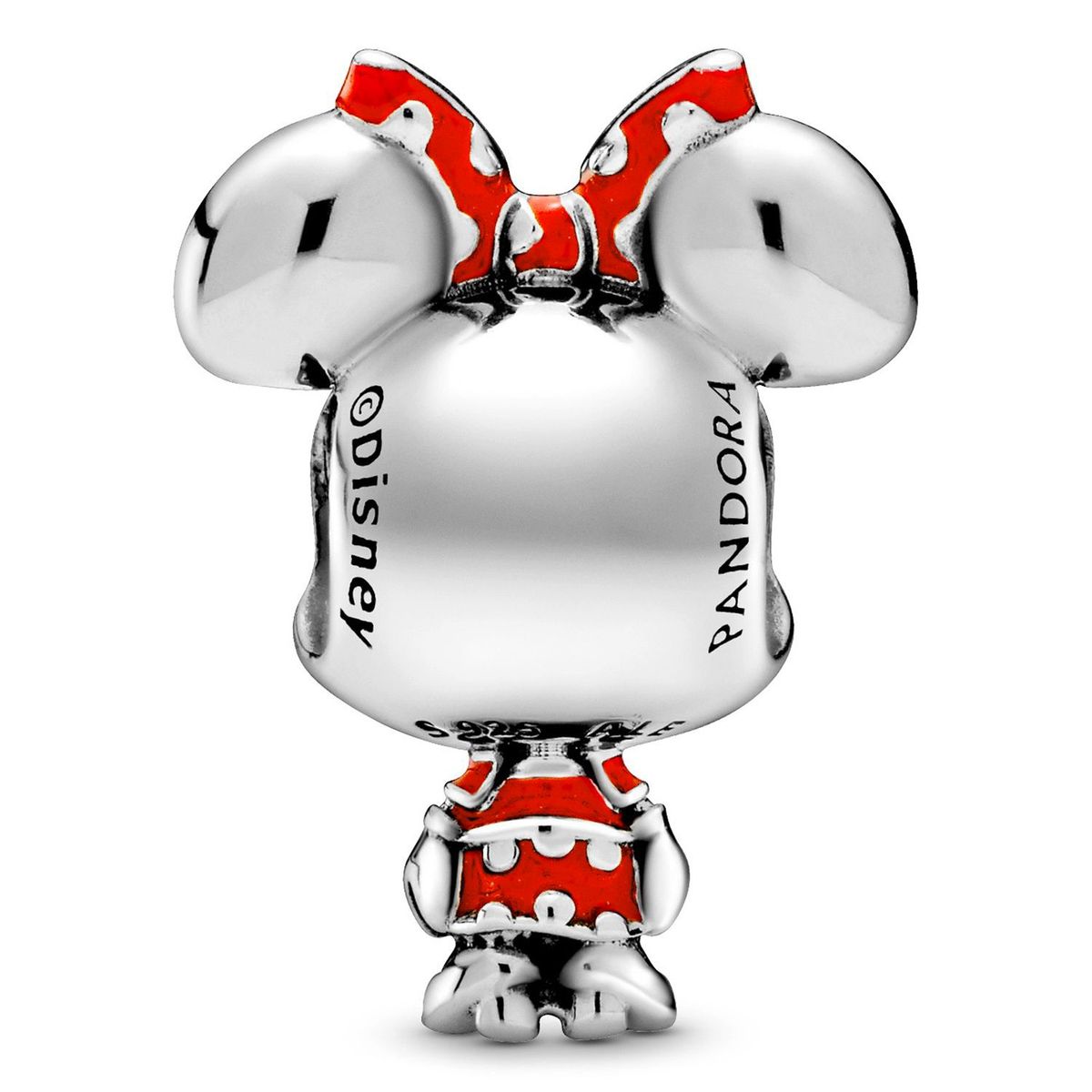 PANDORA - Charm Pandora Minnie Mouse con Vestido y Lazo de lunares de Disney Plata Esterlina