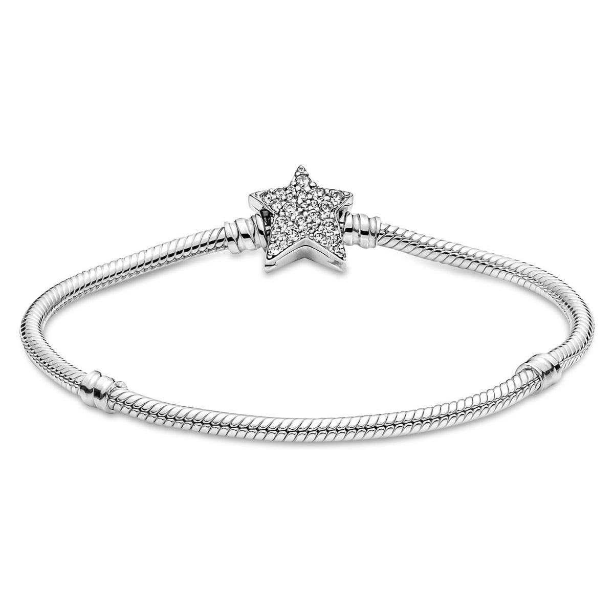 PANDORA - Brazalete Pandora Moments Cadena de Serpiente con cierre de Estrella Asimétrica Plata Esterlina