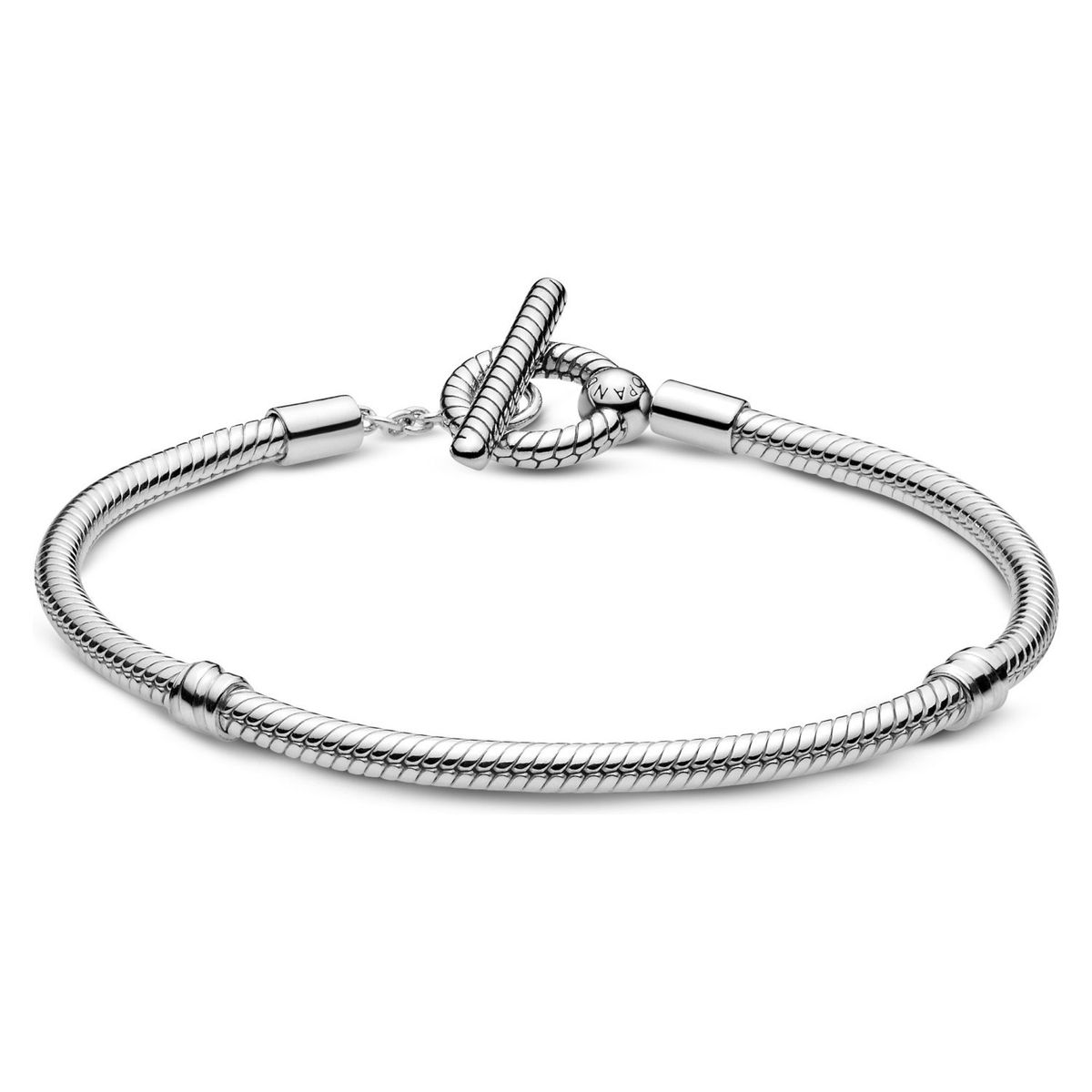 PANDORA - Brazalete Pandora Cadena de Serpiente Cierre en forma de T Plata Esterlina