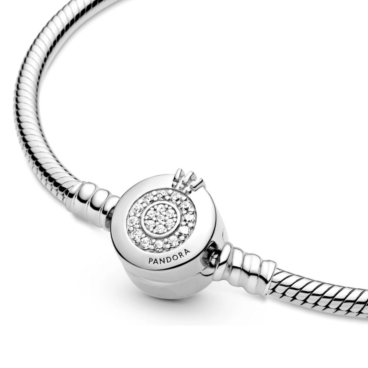 PANDORA - Brazalete Pandora Moments Cadena de Serpiente Corona Brillante Plata Esterlina