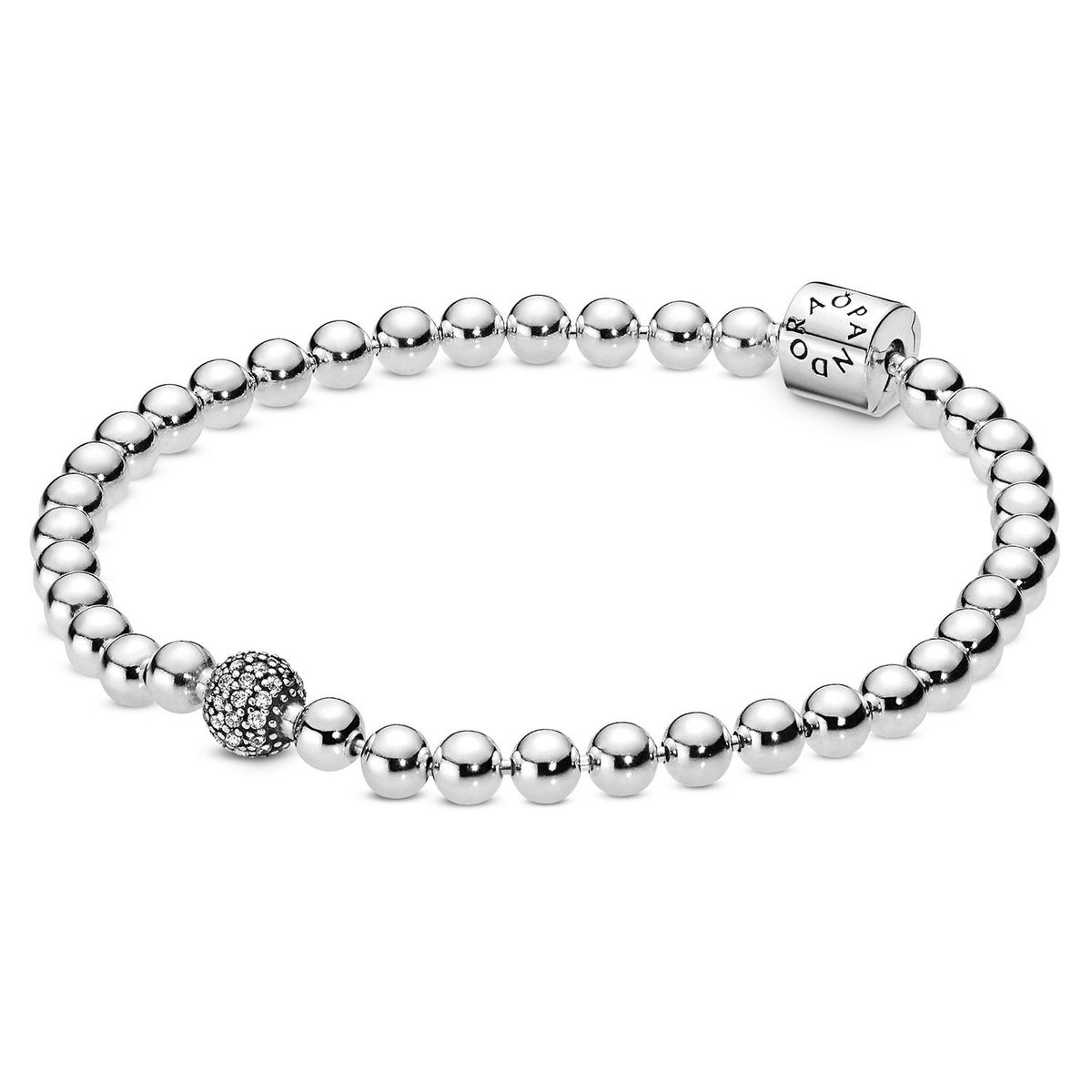 PANDORA - Brazalete Pandora cuentas y pavé Plata Esterlina