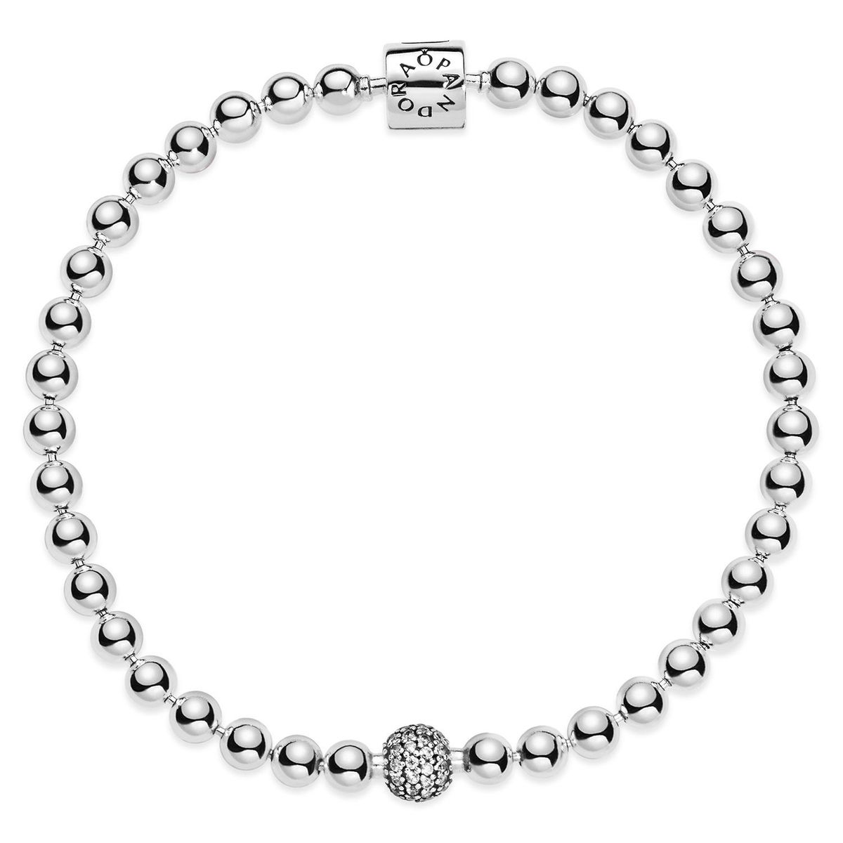 PANDORA - Brazalete Pandora cuentas y pavé Plata Esterlina