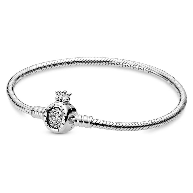 PANDORA - Brazalete Pandora Moments Corona O con cadena de serpiente Plata Esterlina