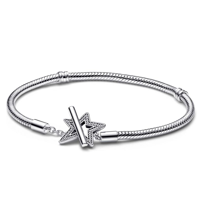 PANDORA - Brazalete Pandora estrella AsimetricoEn Plata Esterlina