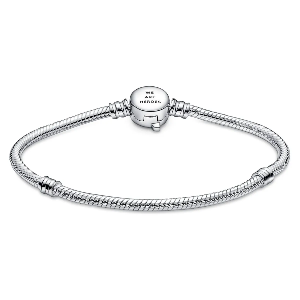 PANDORA - Brazalete Pandora Moments Cadena de Serpiente Cierre Logo Los Vengadores de Marvel Plata Esterlina