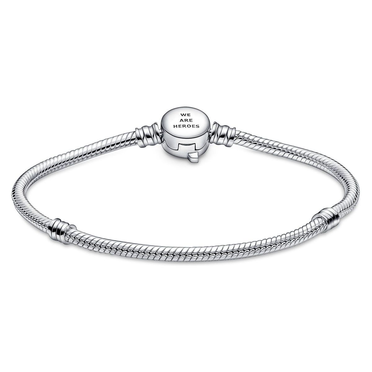 PANDORA - Brazalete Pandora Moments Cadena de Serpiente Cierre Logo Los Vengadores de Marvel Plata Esterlina