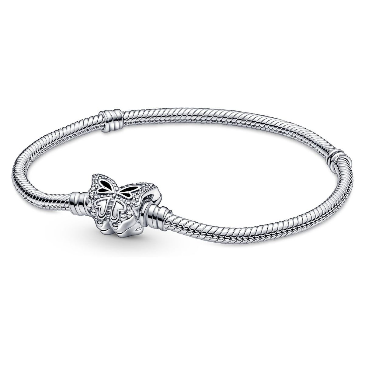 PANDORA - Brazalete Pandora Moments Cadena de Serpiente Cierre Mariposa Plata Esterlina