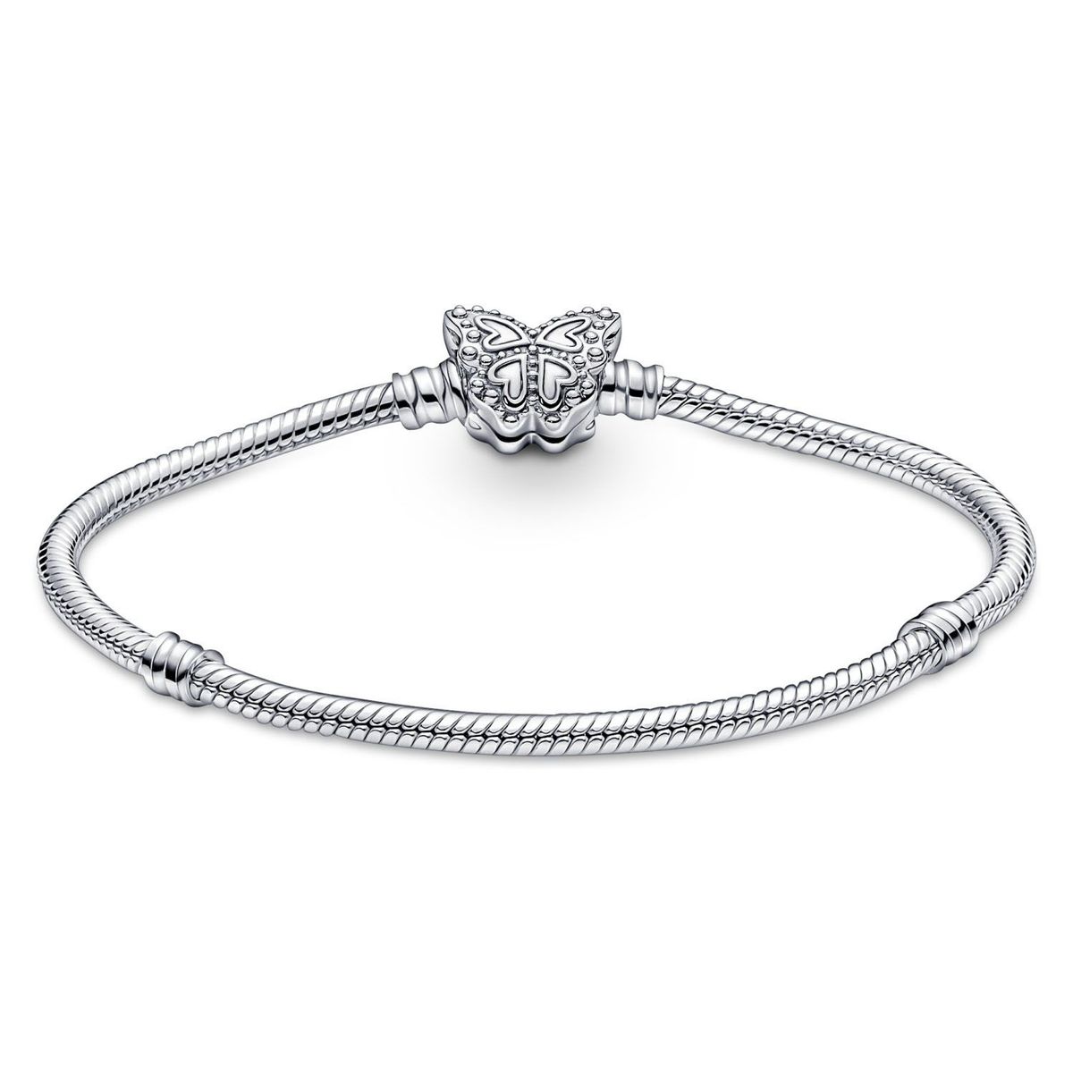 PANDORA - Brazalete Pandora Moments Cadena de Serpiente Cierre Mariposa Plata Esterlina