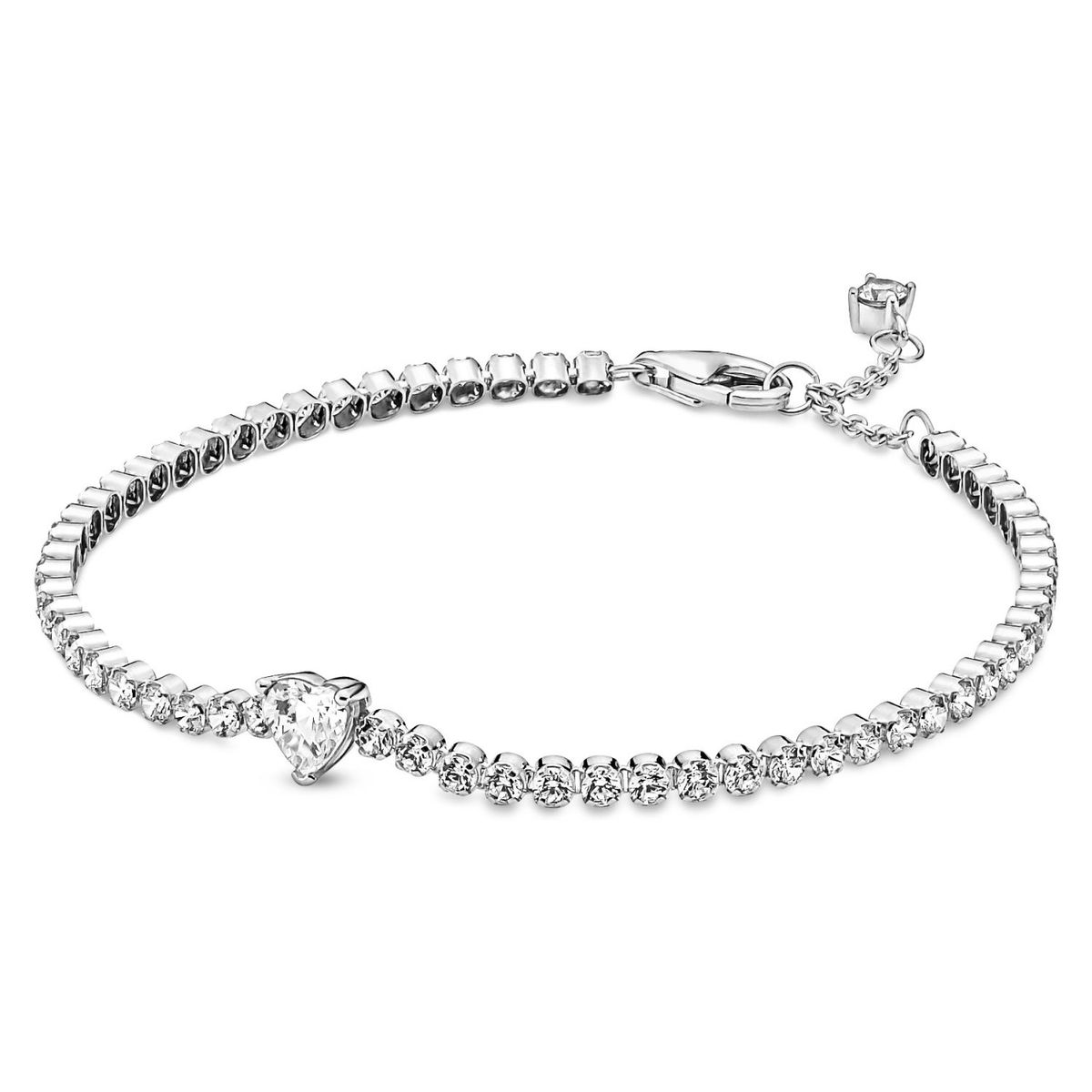 PANDORA - Brazalete Pandora Corazón Brillante Plata Esterlina