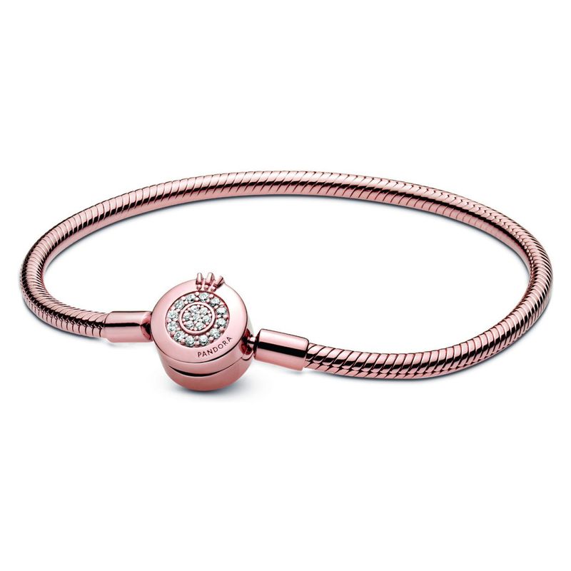 PANDORA - Brazalete Pandora Moments Cadena de Serpiente O Coronada Brillante de Pandora Recubrimiento en Oro Rosa
