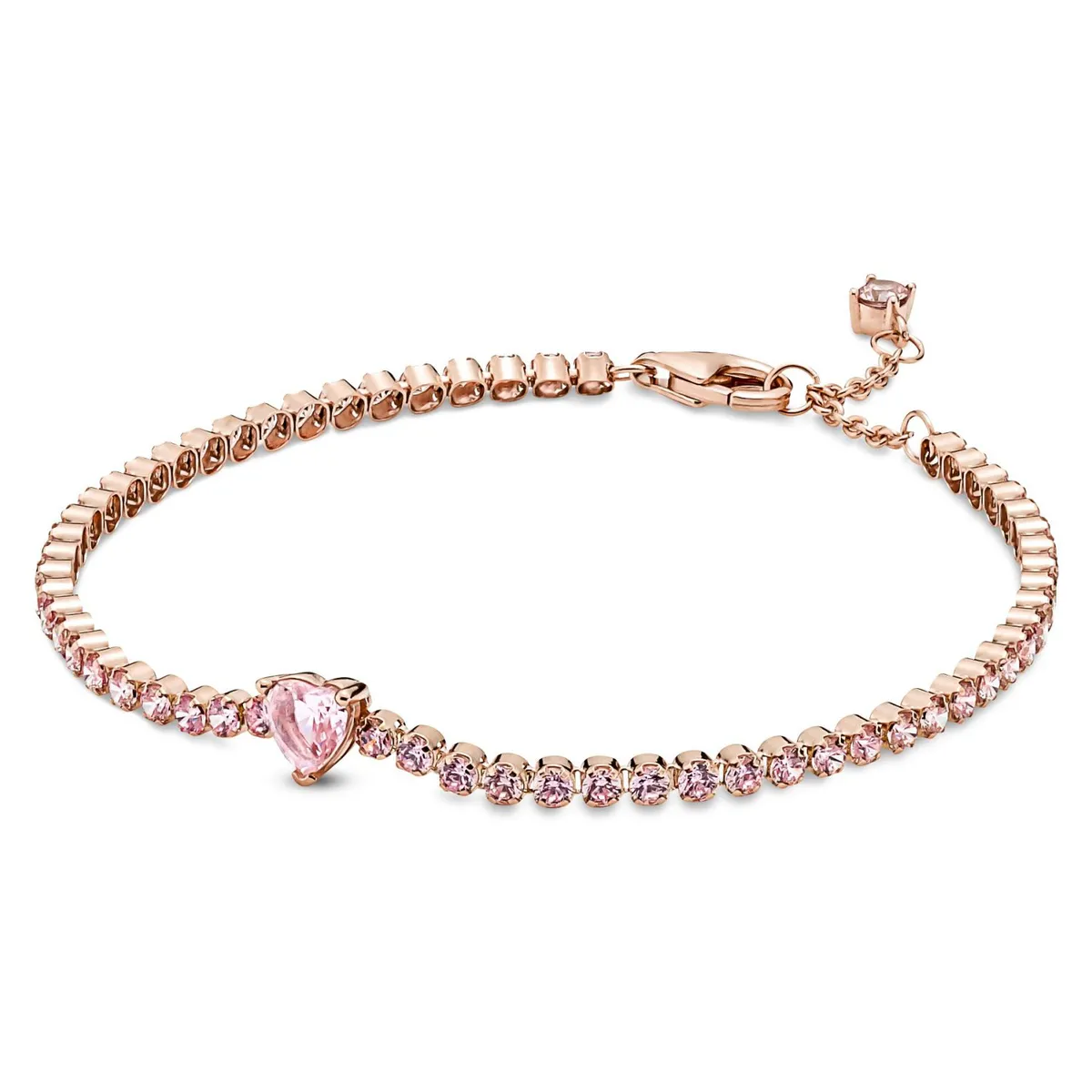 PANDORA - Brazalete Pandora Corazón Brillante Recubrimiento en Oro Rosa