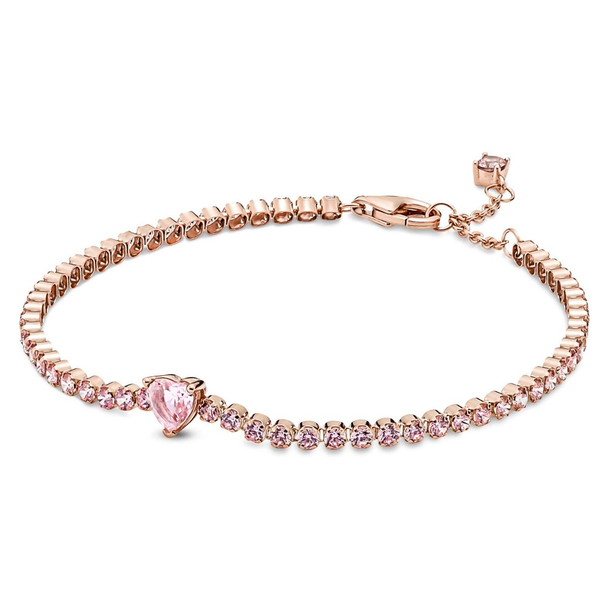 PANDORA - Brazalete Pandora Corazón Brillante Recubrimiento en Oro Rosa