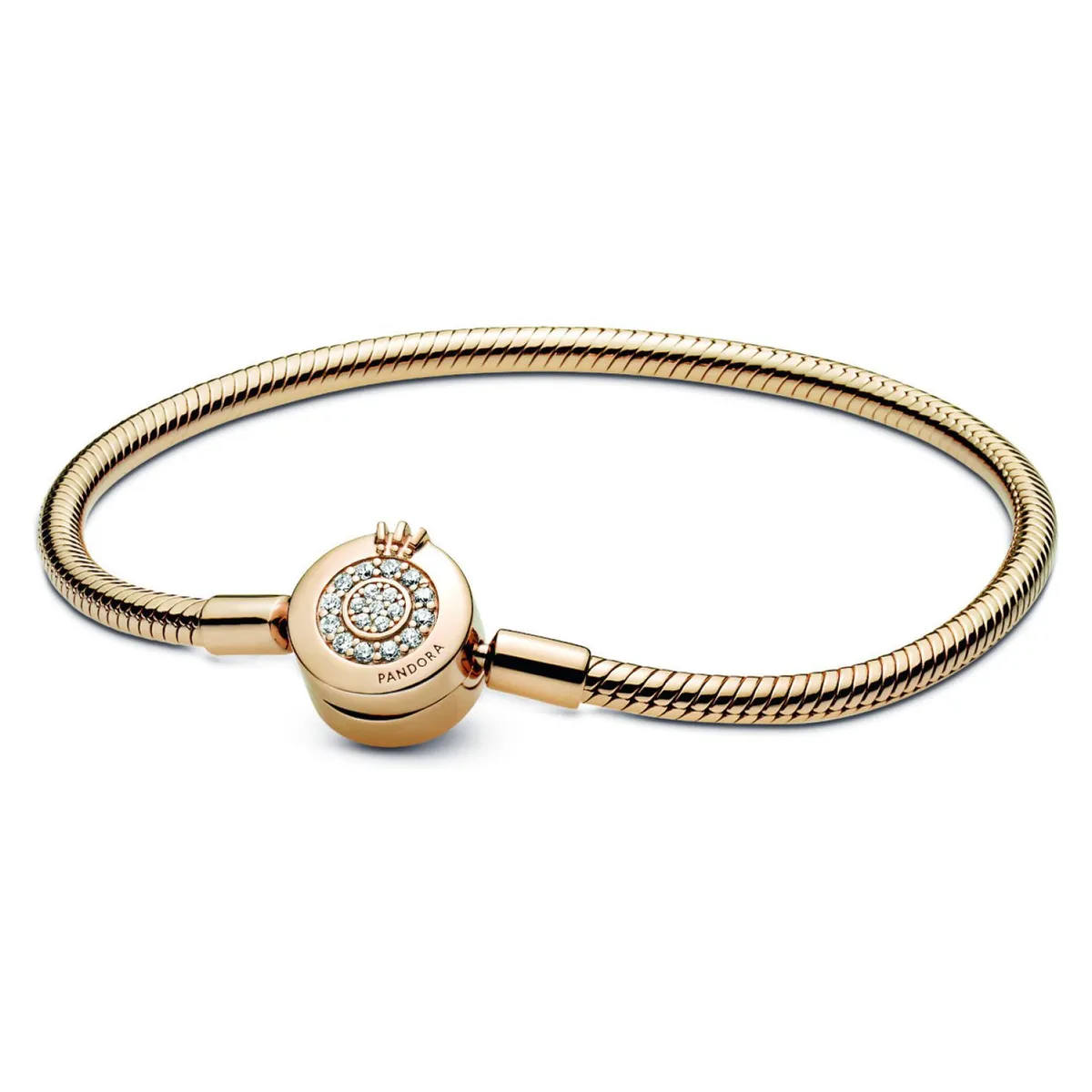PANDORA - Brazalete Pandora Diseño Cadena de Serpiente O Coronada Brillante de Pandora Moments Recubrimiento en Oro