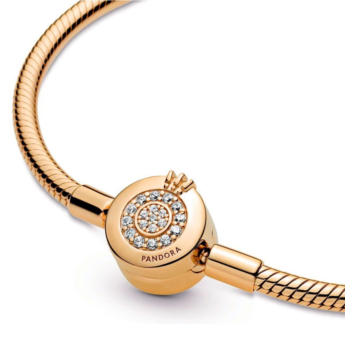 PANDORA - Brazalete Pandora Diseño Cadena de Serpiente O Coronada Brillante de Pandora Moments Recubrimiento en Oro
