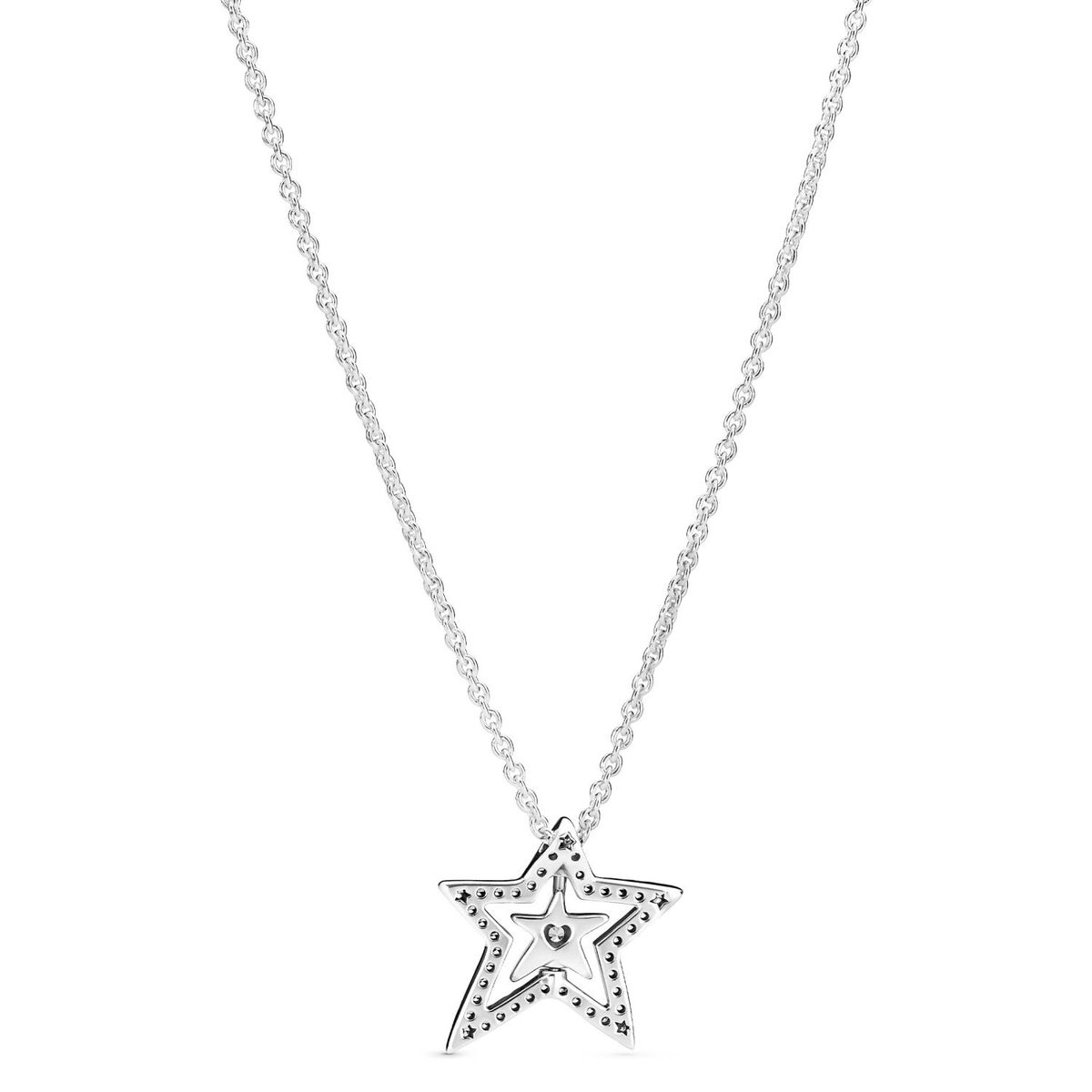 PANDORA - Collar Pandora Estrella Asimétrica en Pavé Plata Esterlina