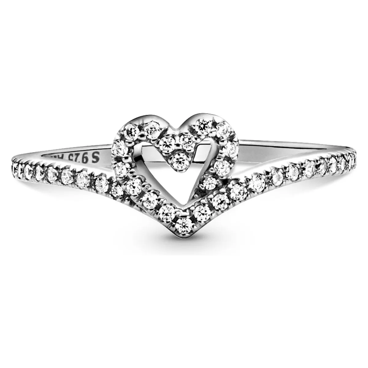 PANDORA - Anillo Pandora Corazón Deseo Brillante Plata Esterlina