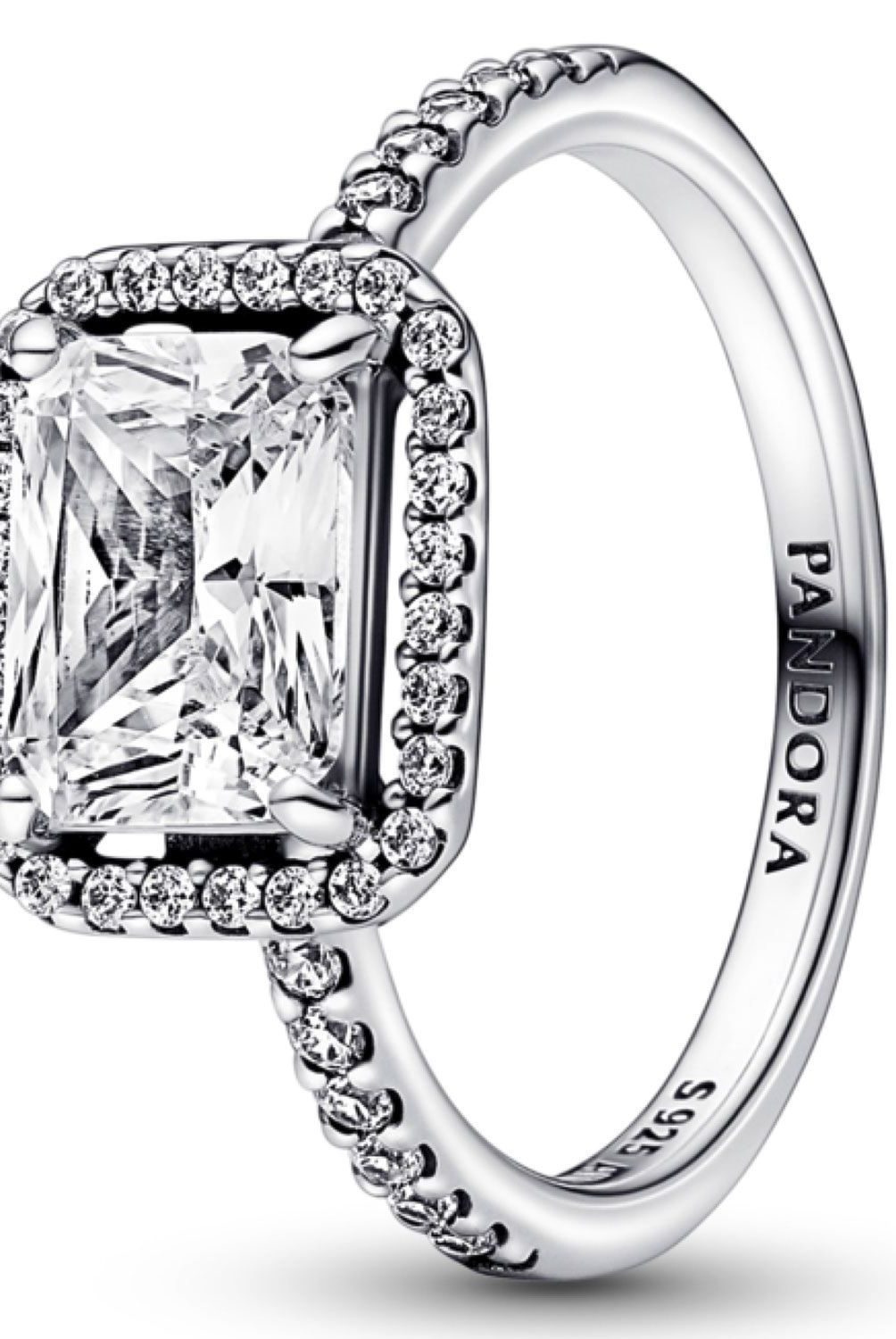 PANDORA - Anillo Pandora Halo Rectangular Brillante Plata Esterlina