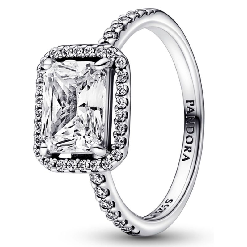 PANDORA - Anillo Pandora Halo Rectangular Brillante Plata Esterlina