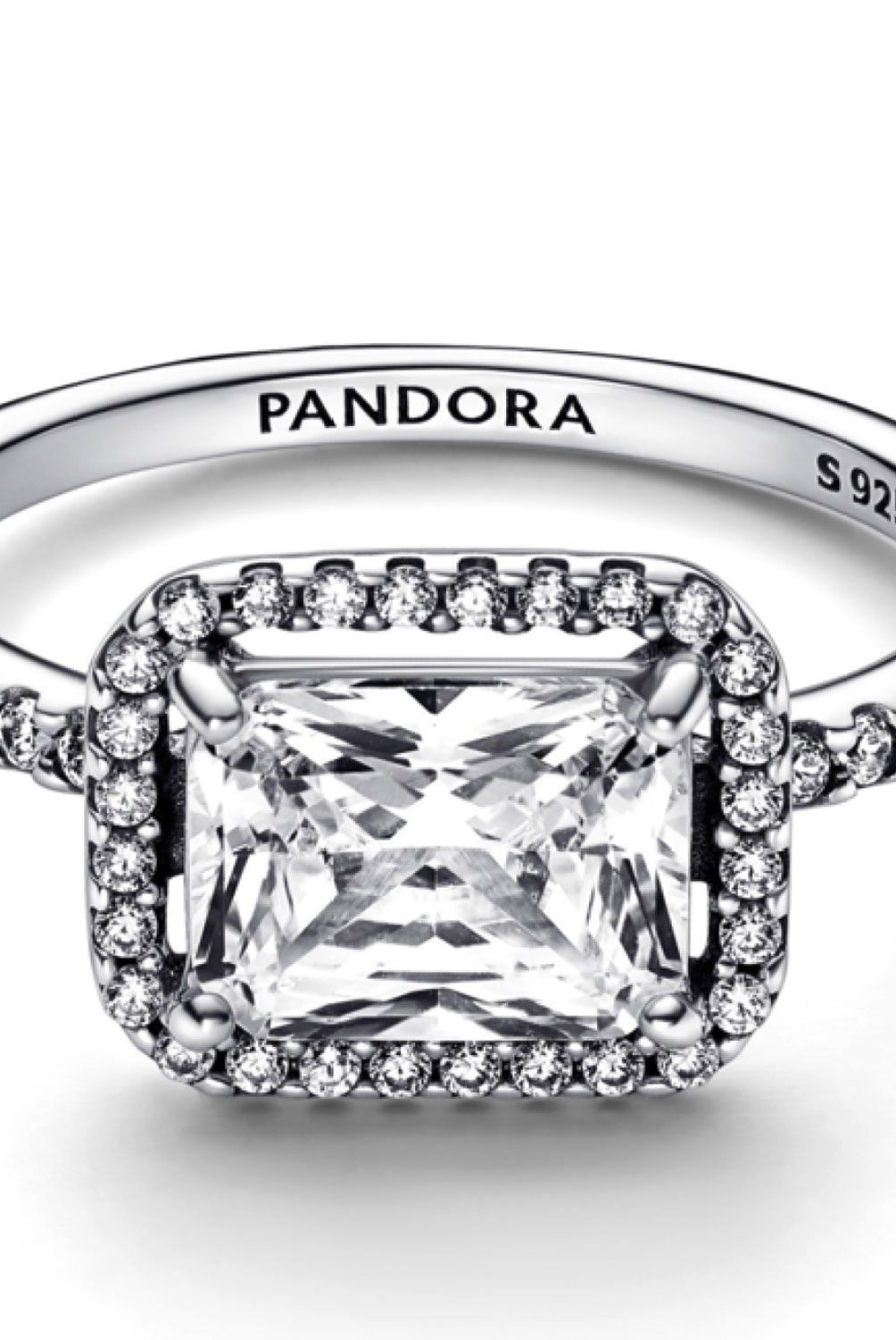 PANDORA - Anillo Pandora Halo Rectangular Brillante Plata Esterlina