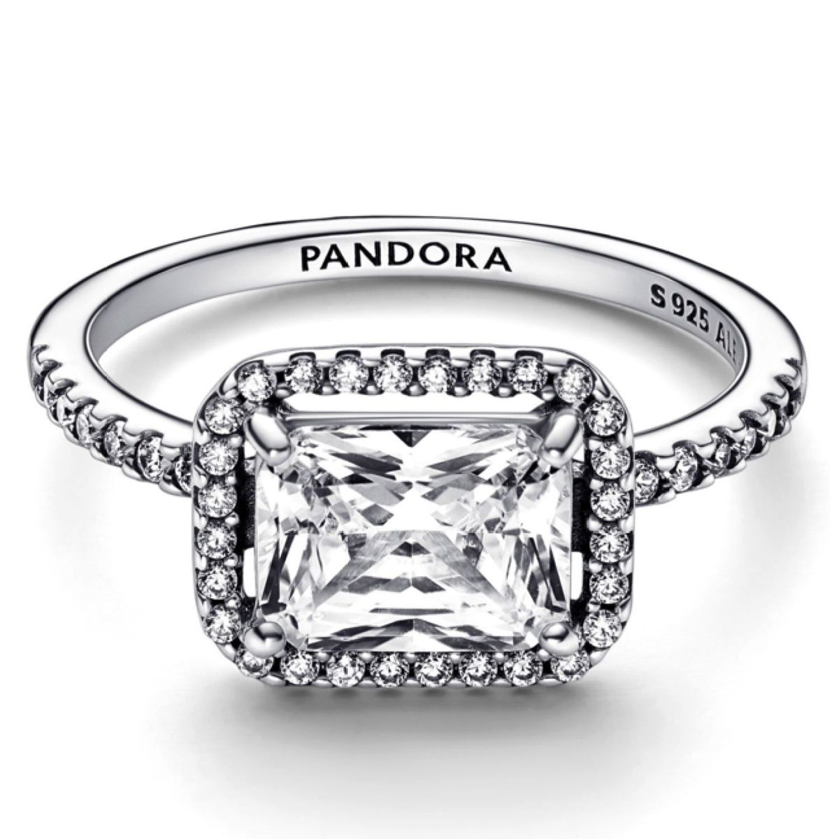 PANDORA - Anillo Pandora Halo Rectangular Brillante Plata Esterlina