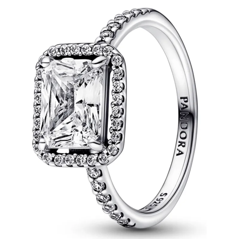 PANDORA - Anillo Pandora Halo Rectangular Brillante Plata Esterlina