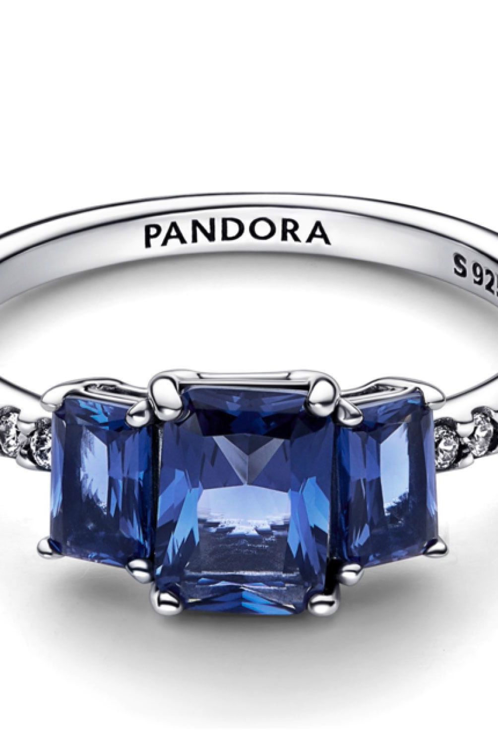 PANDORA - Anillo Pandora Brillante Tres Gemas Azules Plata Esterlina