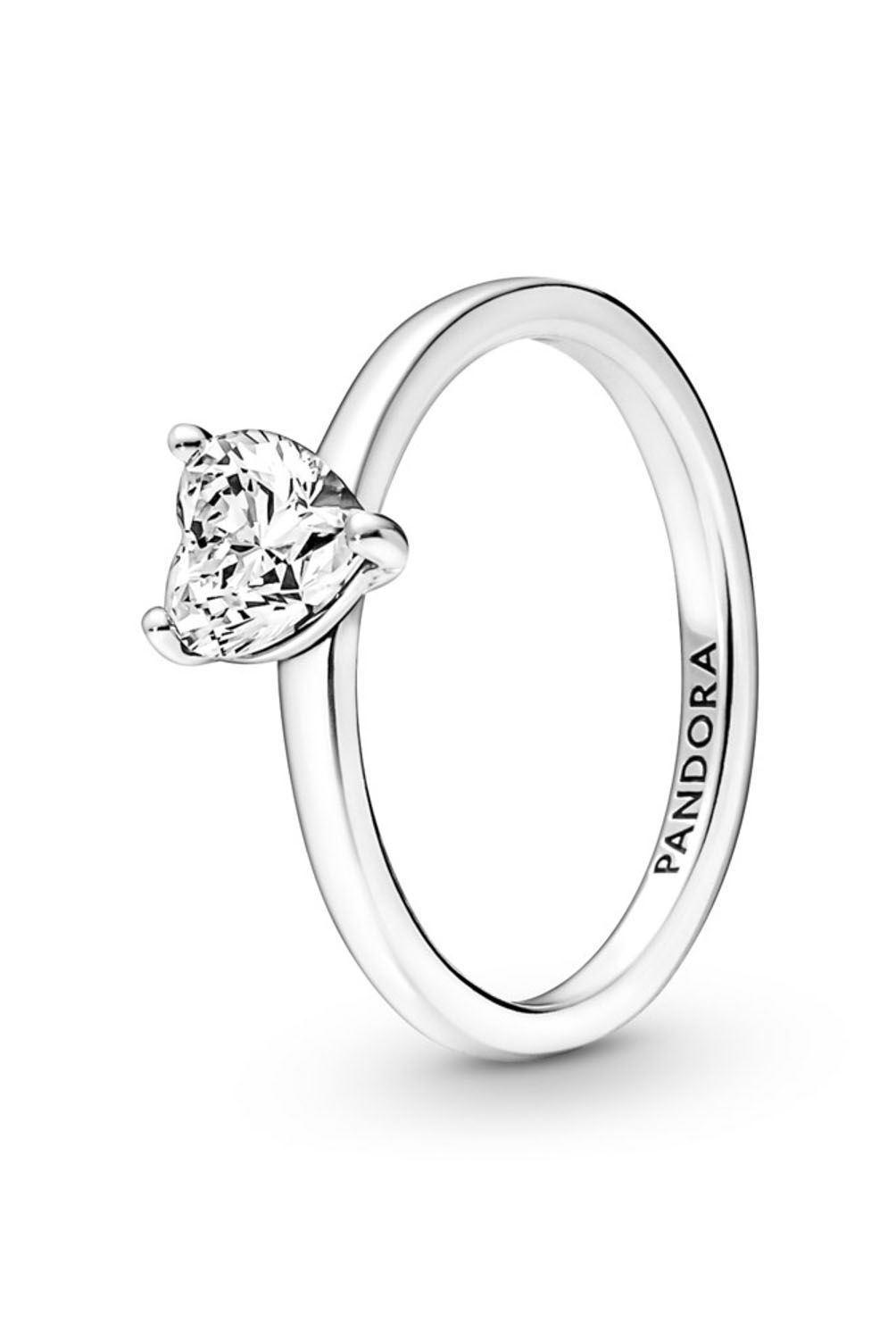 PANDORA - Anillo Pandora Solitario Corazón Brillante Plata Esterlina