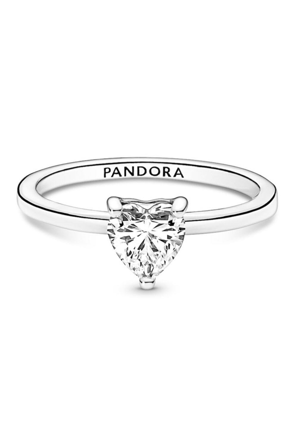 PANDORA - Anillo Pandora Solitario Corazón Brillante Plata Esterlina