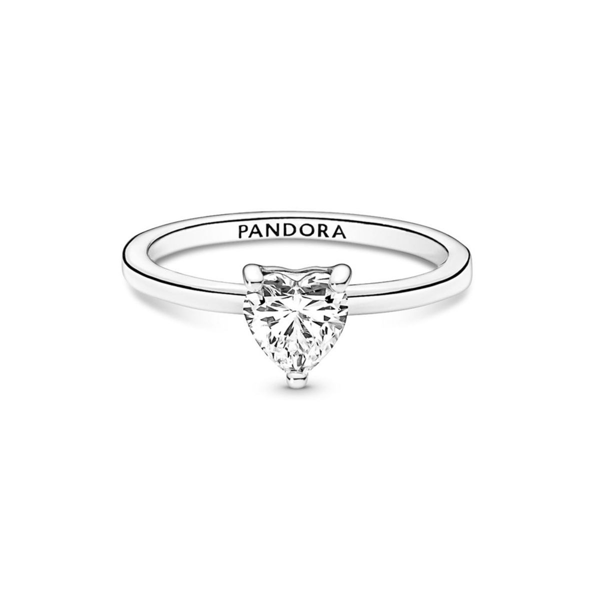 PANDORA - Anillo Pandora Solitario Corazón Brillante Plata Esterlina