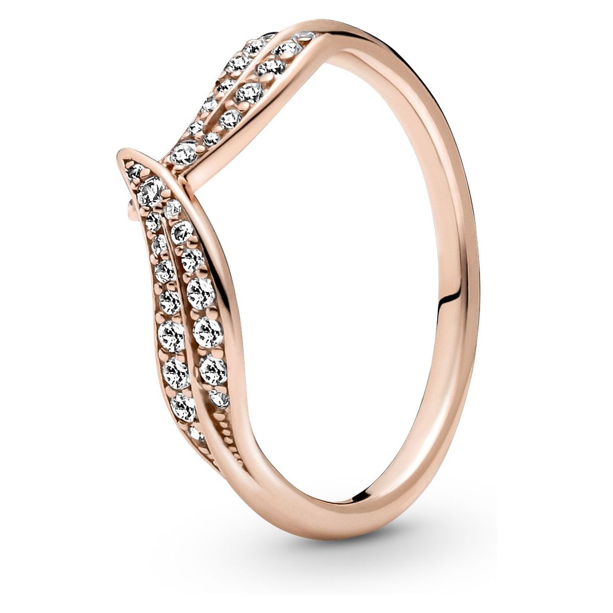 PANDORA - Anillo Pandora Hojas Brillantes Recubrimiento en Oro Rosa