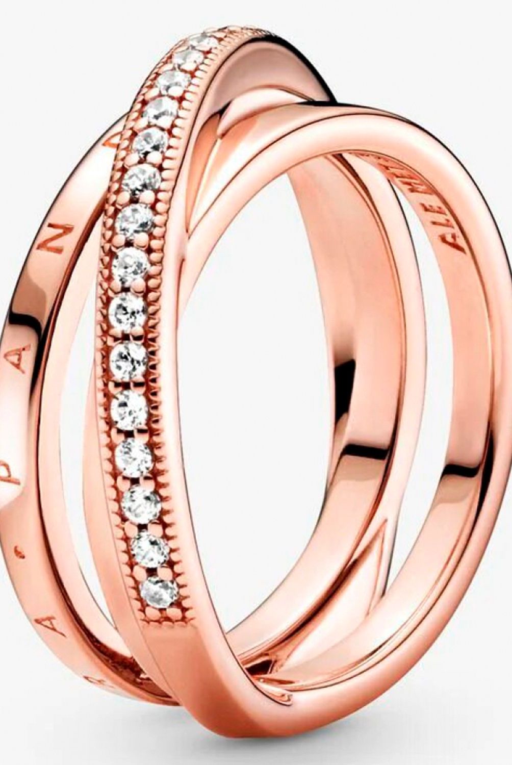 PANDORA - Anillo Pandora Banda Triple Recubrimiento Oro Rosa
