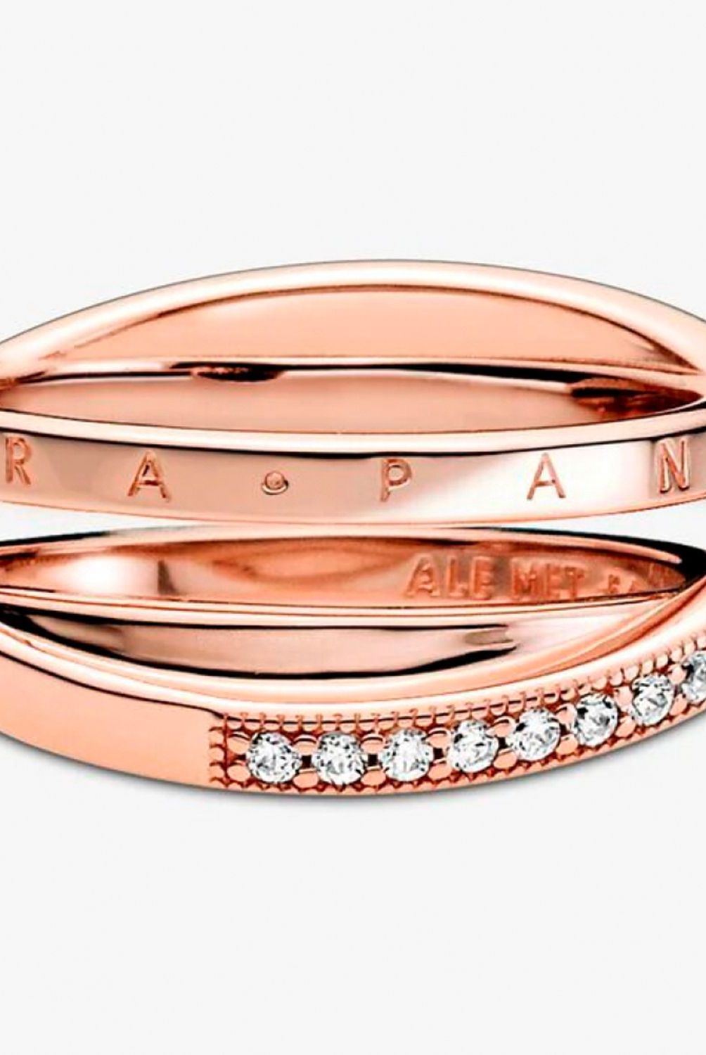 PANDORA - Anillo Pandora Banda Triple Recubrimiento Oro Rosa
