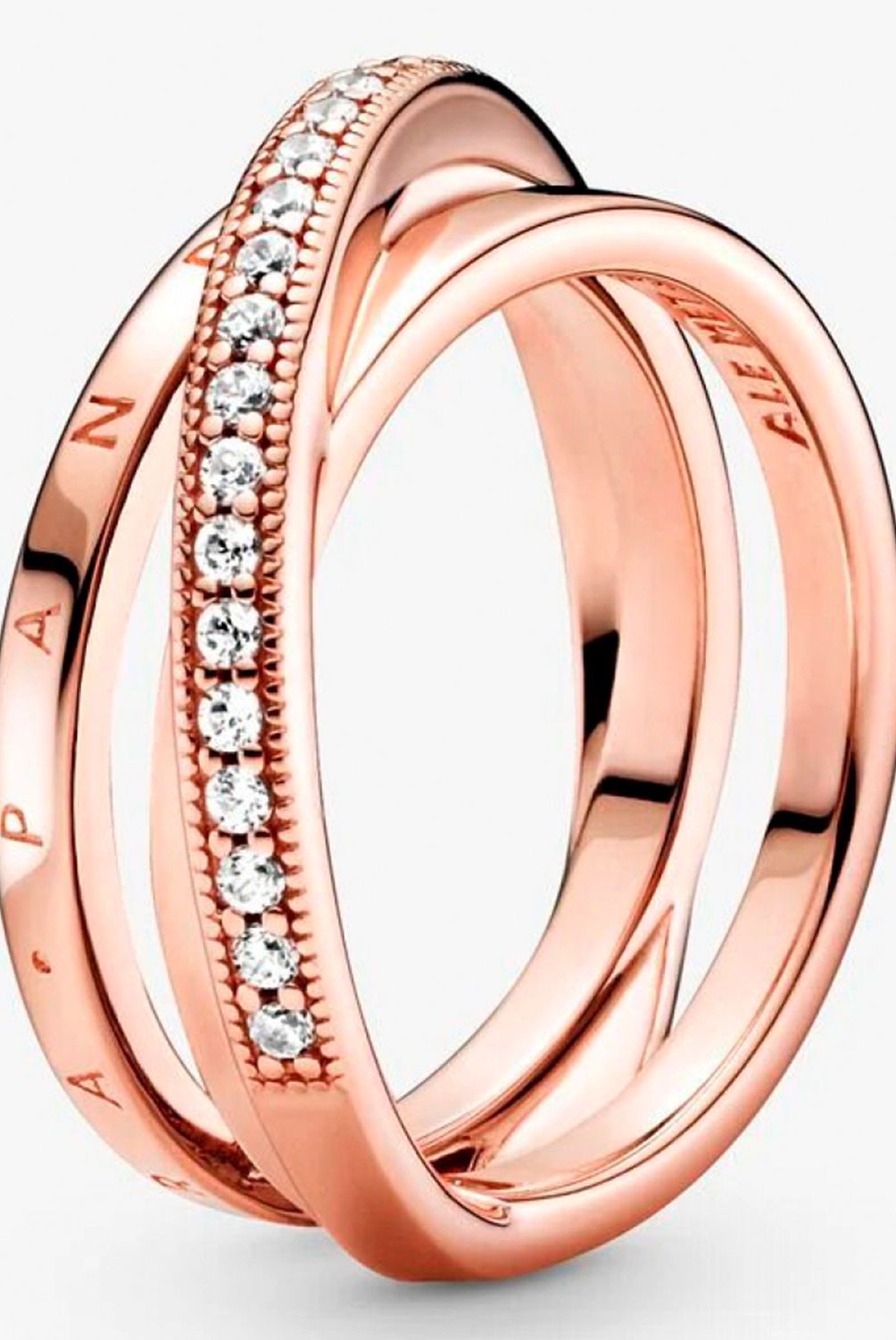 PANDORA - Anillo Pandora Banda Triple Recubrimiento Oro Rosa