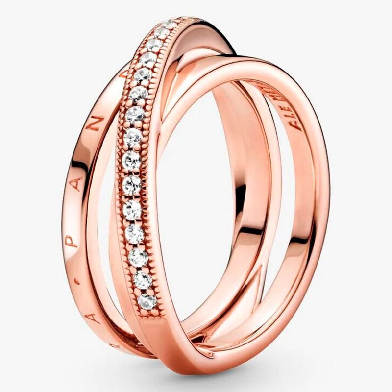 PANDORA - Anillo Pandora Banda Triple Recubrimiento Oro Rosa