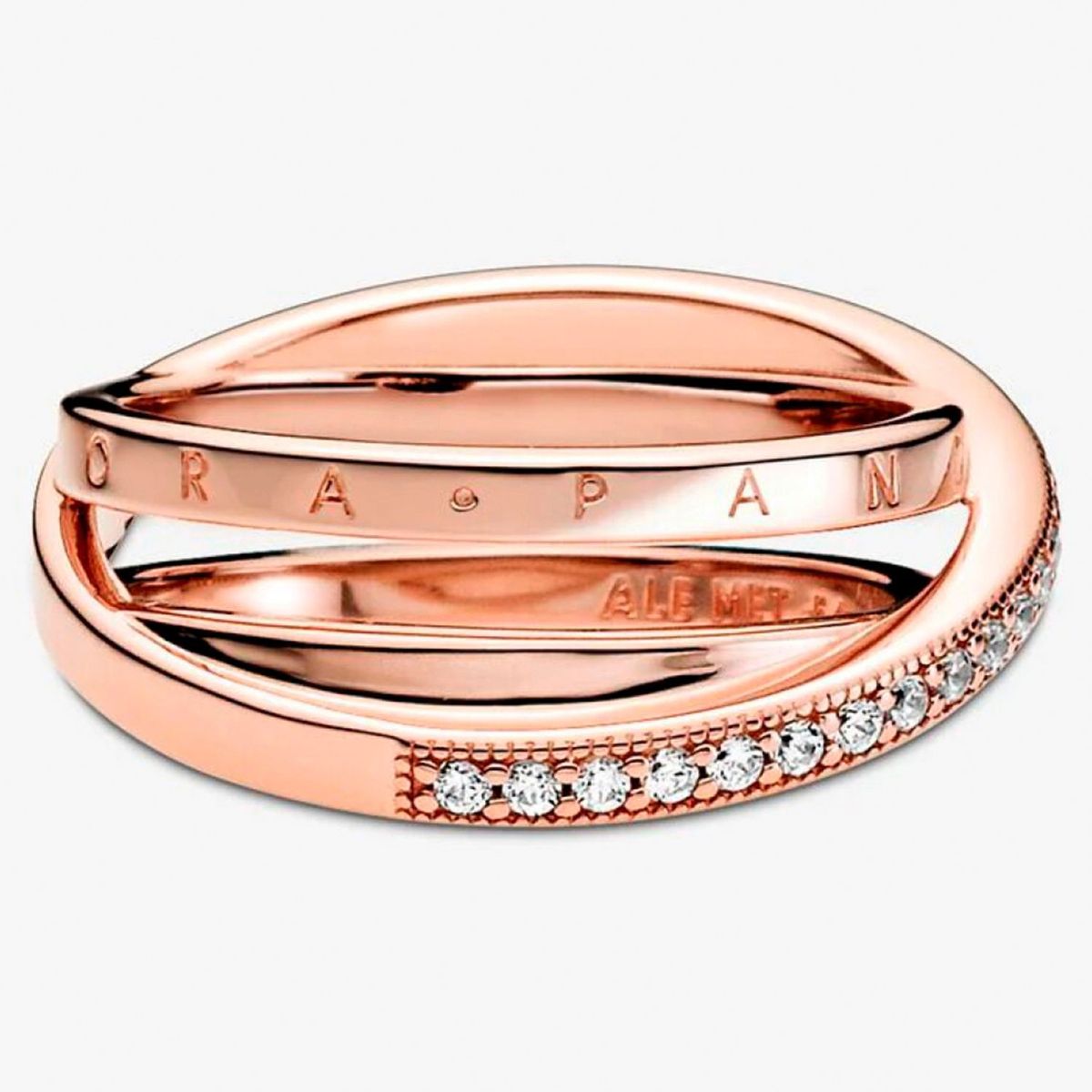 PANDORA - Anillo Pandora Banda Triple Recubrimiento Oro Rosa